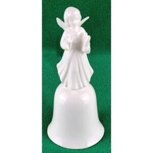 Angel Bell Christmas Holiday Decoration White Porcelain Handbell JH1396
